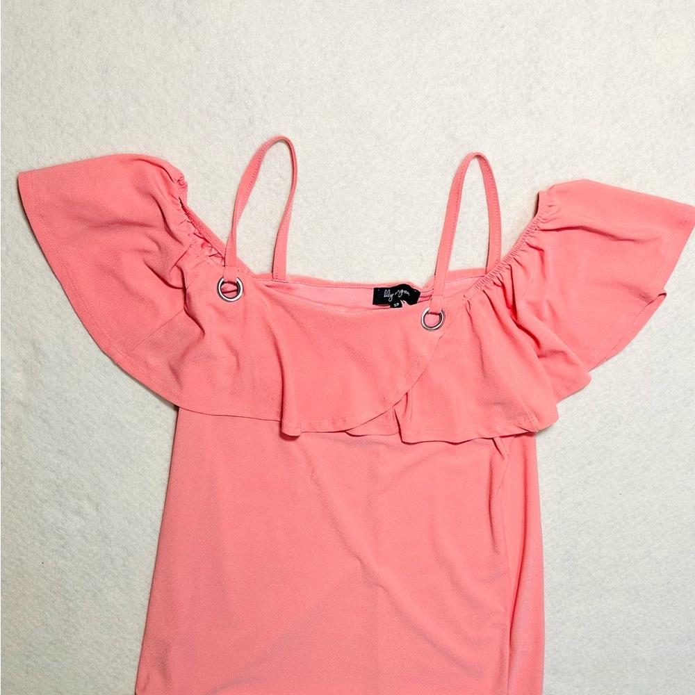Pink Ruffle Off-Shoulder Top